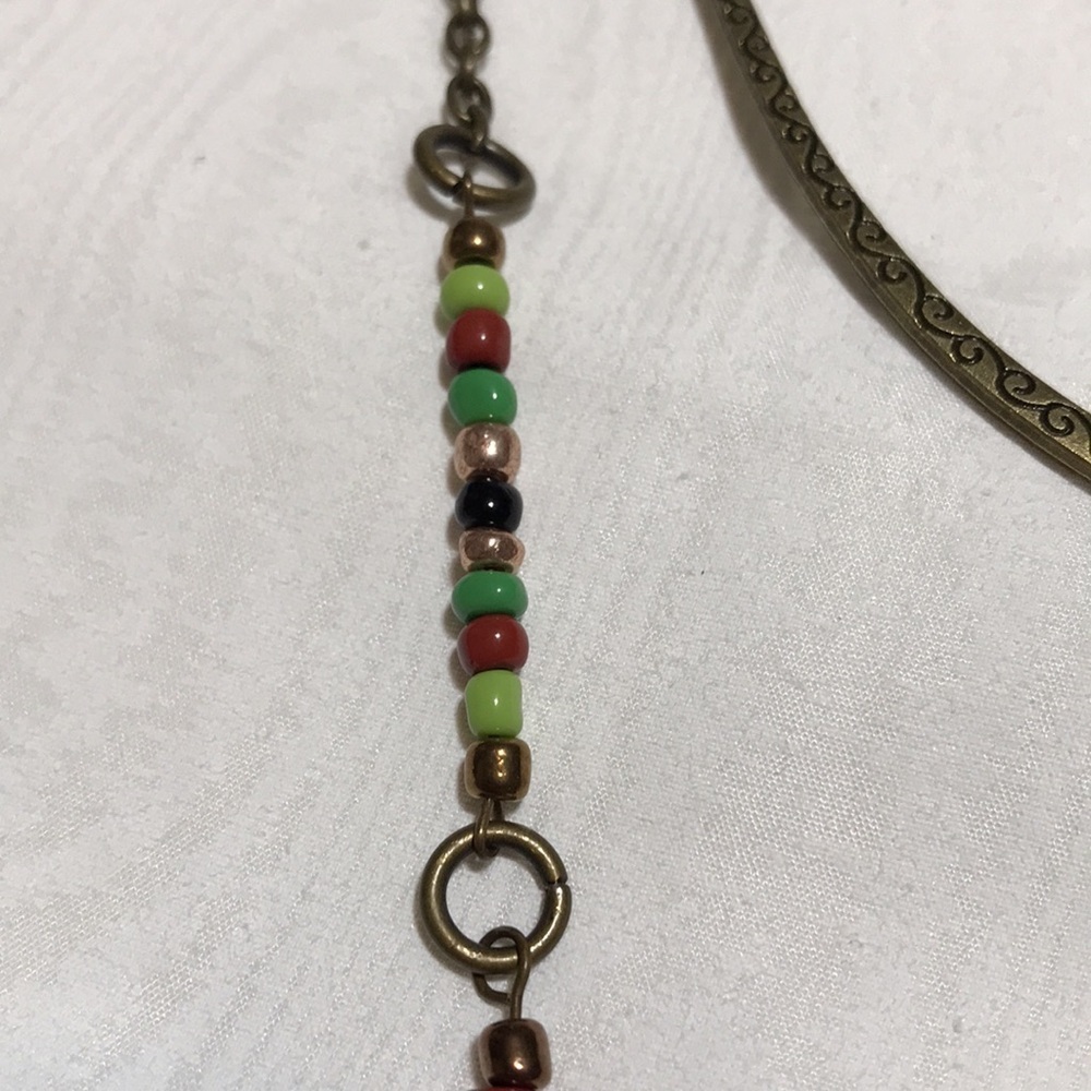 Metal Shepherd's Hook Bookmark w/Chain, Metal Cross Bead, & Glass Seed Beads - Picture 5 of 9